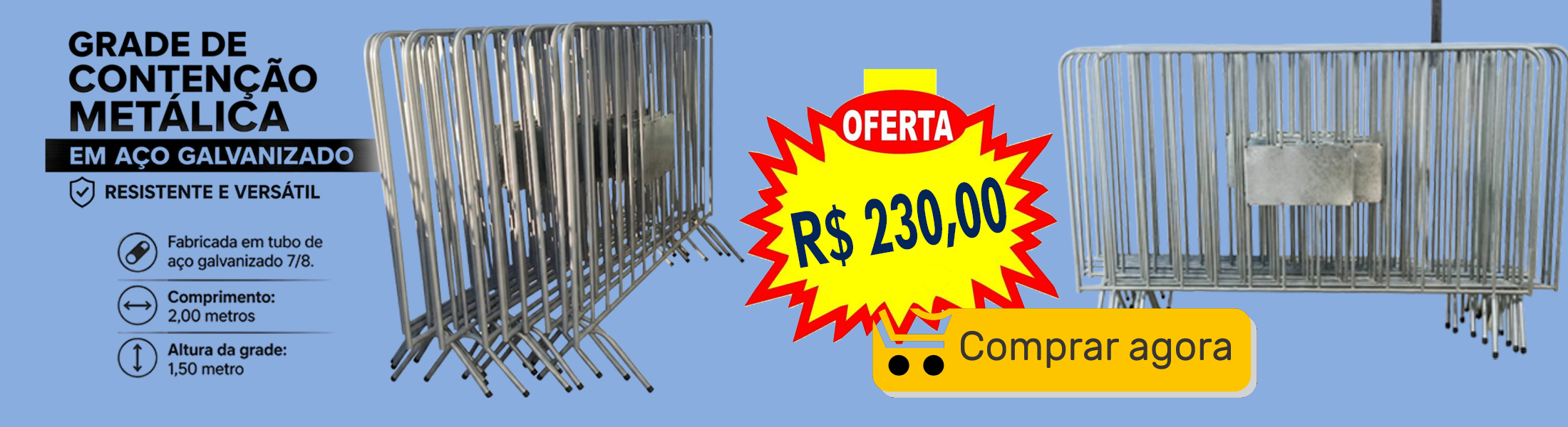 Grade de Contenção Metálica em Aço Galvanizado – Resistente e Versátil