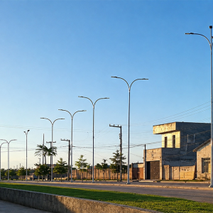 Poste de Energia Cônico 10m em Tubo Galvanizado – 2 ou 4 Pétalas
